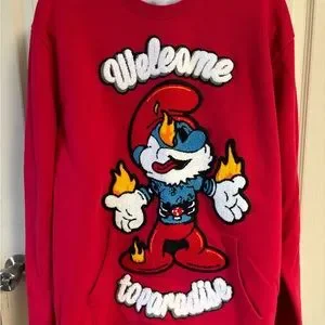 Raw Men’s welcome to paradise sweatshirt red papa Smurf